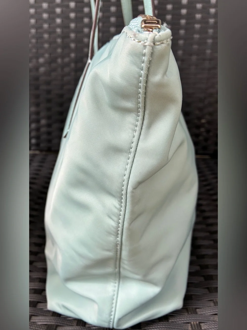 kate spade mint green tote with gold logo